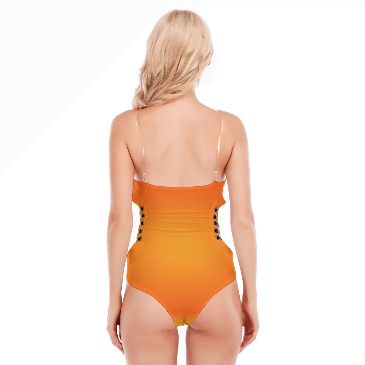 Sexy one-piece suit with a hollow design on the side and black straps